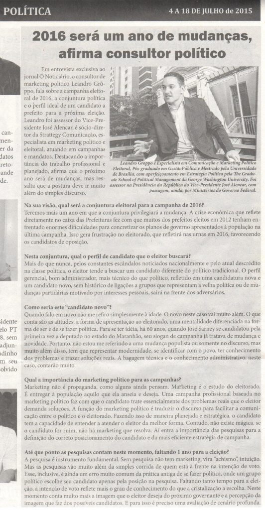 STRATTEGY Entrevista Jornal O Noticiario Uba - MG Leandro Gropp